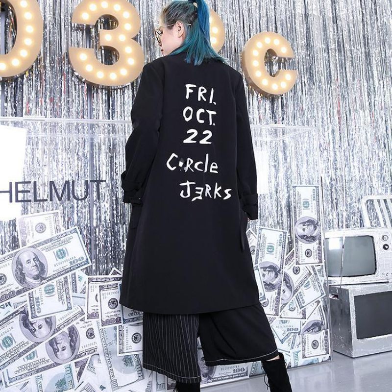 Svart Vinterkappa Plus Size Naggad Boutiquefickor Baggy Kappa - Trenchcoats för kvinnor