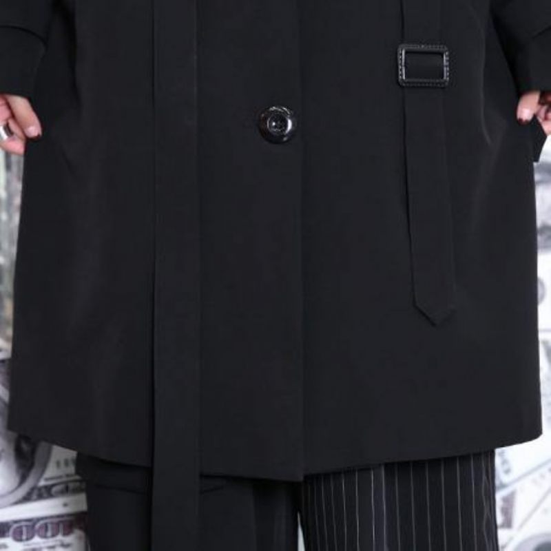 Svart Vinterkappa Plus Size Naggad Boutiquefickor Baggy Kappa - Trenchcoats för kvinnor