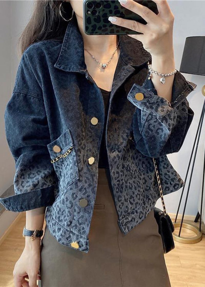 Svarta Knappfickor Denimrockar Långärmad