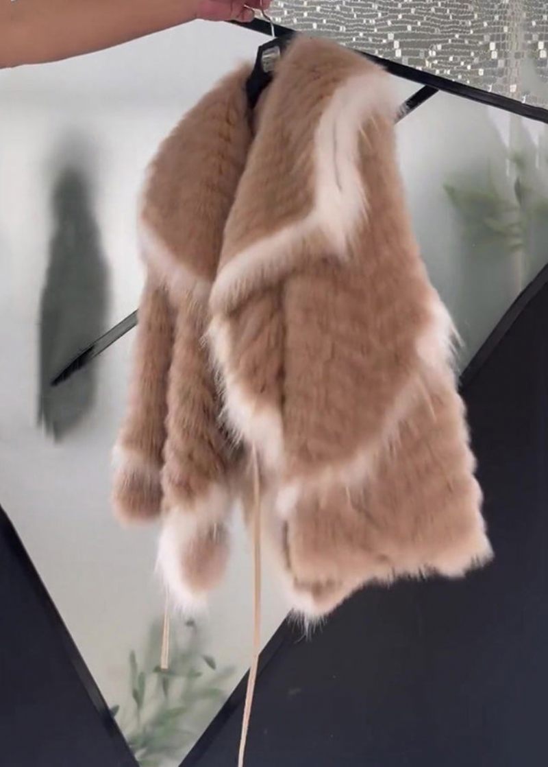 Toppkvalitets Rosa Peter Pan Krage Snörning Fuzzy Fur Coats Långärmad - Vinterkappor för kvinnor