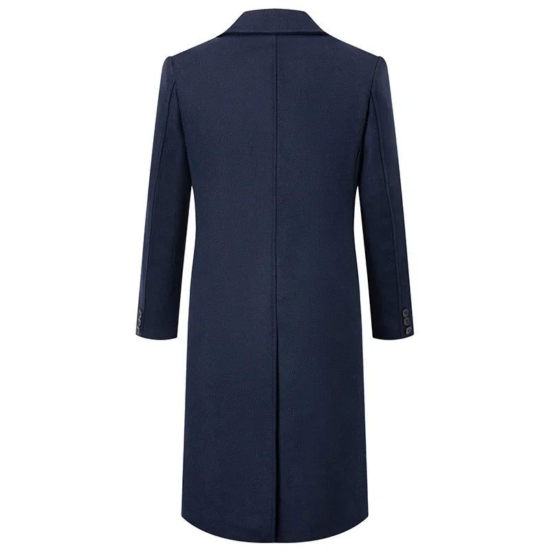 Trenchcoats För Män Dubbelknäppt Kavaj Slim Fit Vinteröverrock Jackor Ull Blazer - Svart