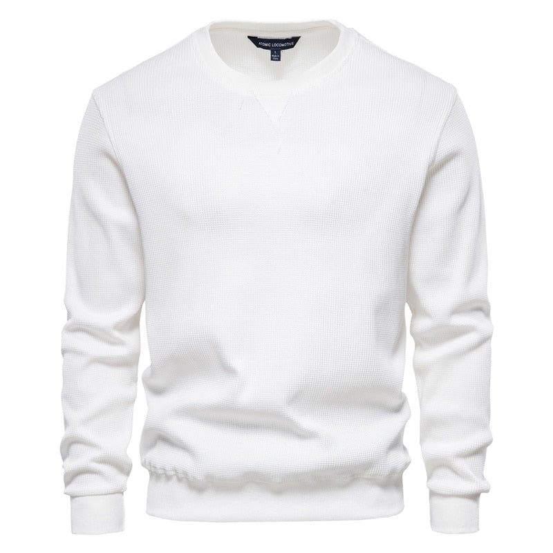 Tröja Med O-ringad Bomull Män Casual Enfärgad Pullover Huvtröjor Herr Nytt Höstmode Enkelt Märke Man Sweatshirt - Vin