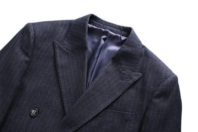 Ulldräkt Dubbelknäppt Män Slim Fit Business Formella Kostymer För Bröllop Skräddarsydda - Svart