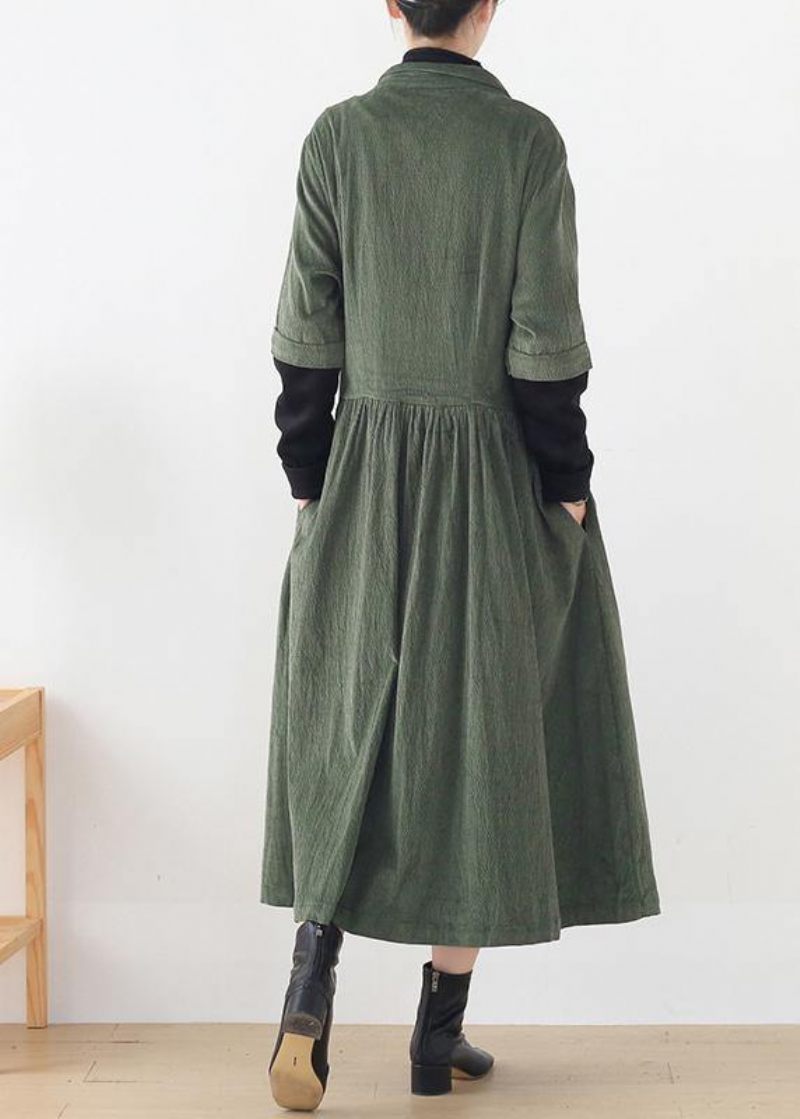 Unik Grön Fashion Trenchcoat Tunic Tops Falska Tvådelade Vårrockar - Grön