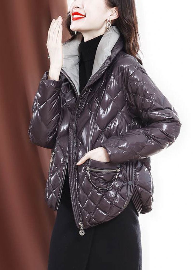 Unik Lila Zip Up Side Open Fine Bomullsfyllda Witnerrockar För Kvinnor - Dunjackor för kvinnor