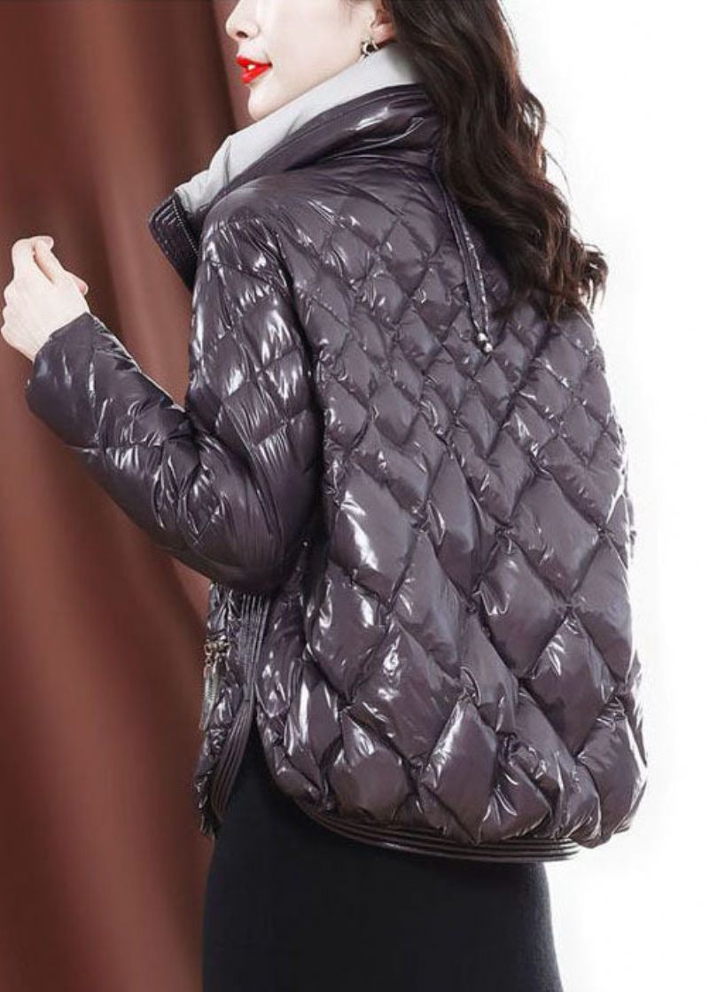 Unik Lila Zip Up Side Open Fine Bomullsfyllda Witnerrockar För Kvinnor - Dunjackor för kvinnor