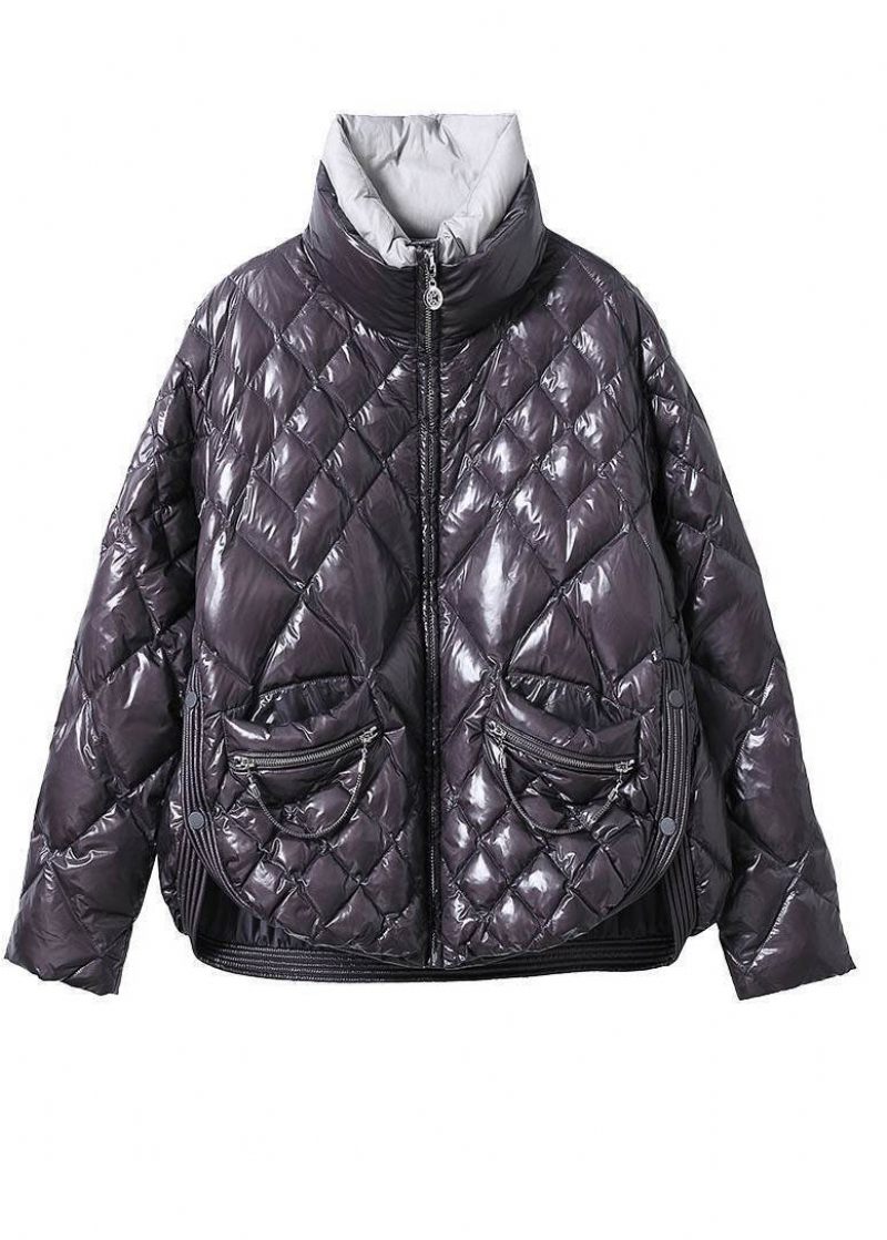 Unik Lila Zip Up Side Open Fine Bomullsfyllda Witnerrockar För Kvinnor - Dunjackor för kvinnor