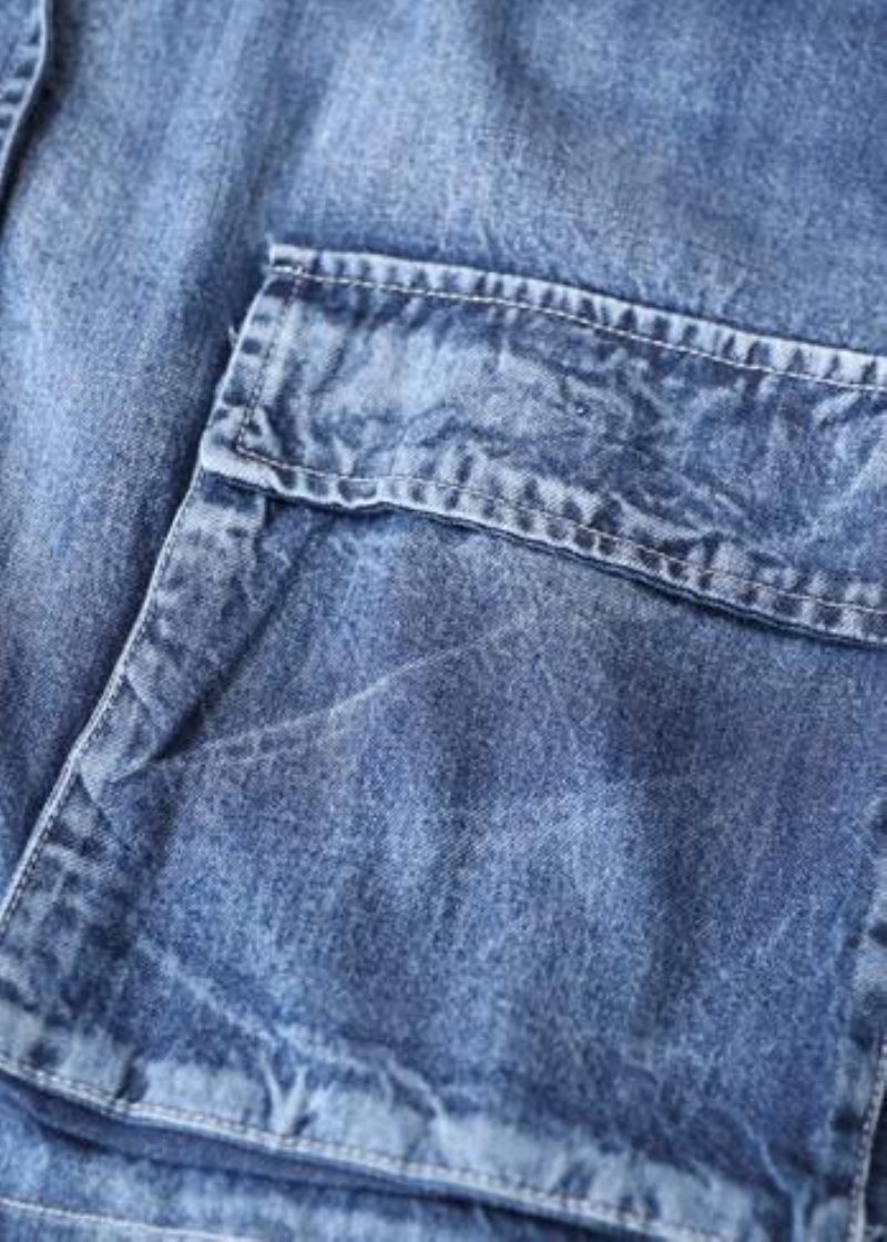 Vacker Stativkrage Med Dragkedja Fina Krankappor Denimblå Art Damrockar - Vinterkappor för kvinnor