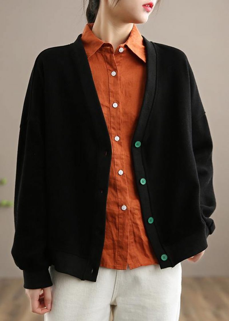 Vackra Grå Modekläder Mönster V-neck Button Down Våren Outwears - Rosa