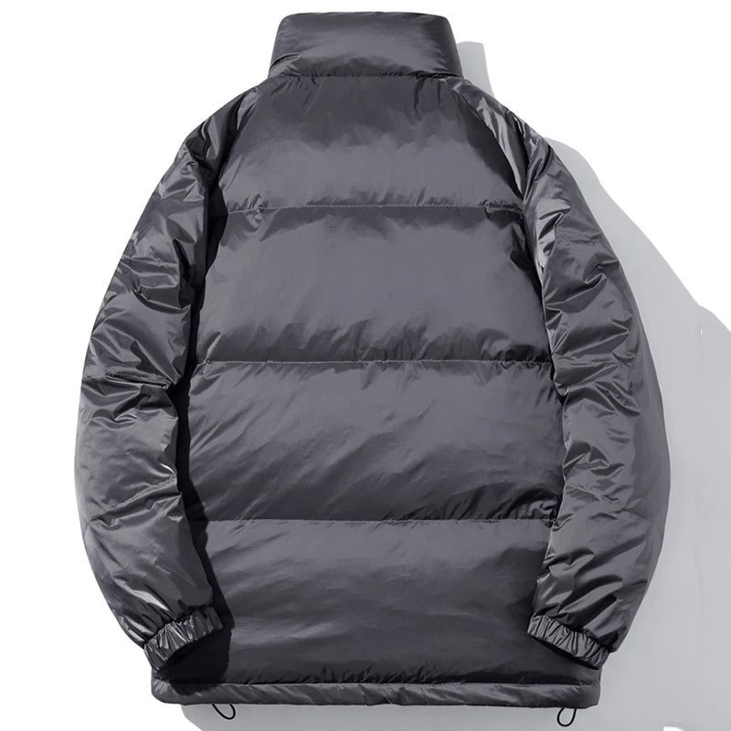 Vadderad Herrjacka Vintervit Duck Down Fluffy Puffer Ytterkläder Svart Oversize Kappa Man - Svart