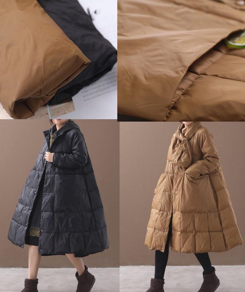 Varm Plus Size Dunjacka Huvjackor Svarta Vinterparkas - Dunjackor för kvinnor