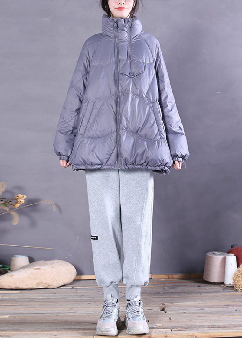 Vintage Lila Zip Up Dragsko Duck Down Puffer Jacka Vinter - Lila