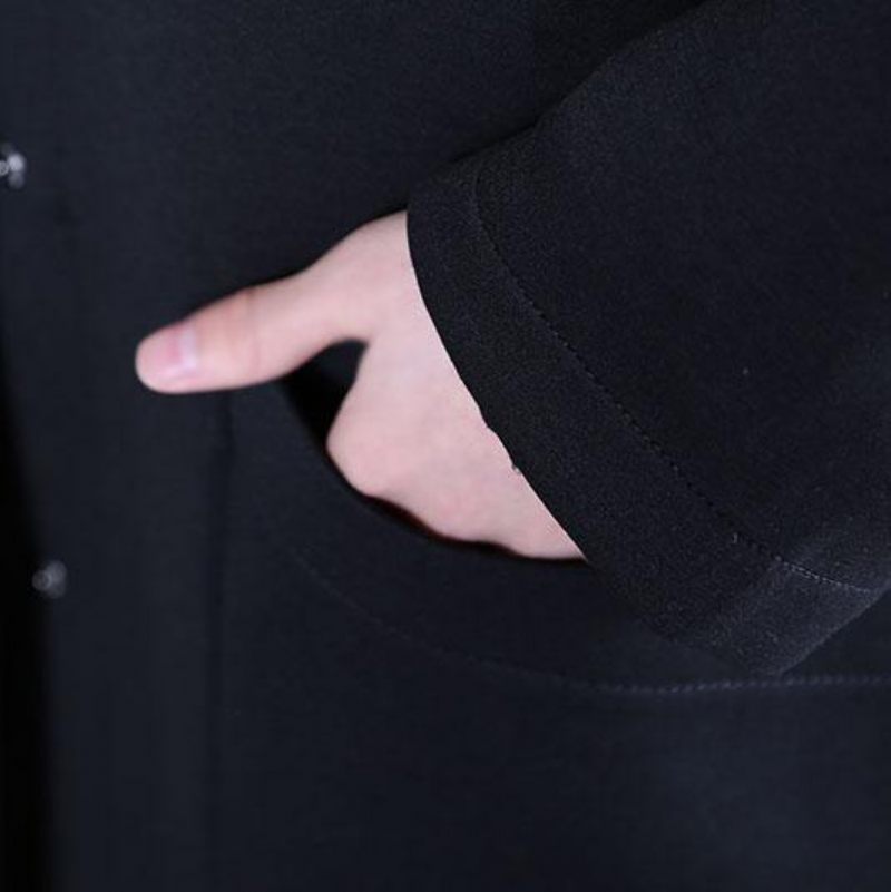 Vintage Plus Size Kläder Svart Sida Öppen Höst Kvinnor Kappor - Trenchcoats för kvinnor