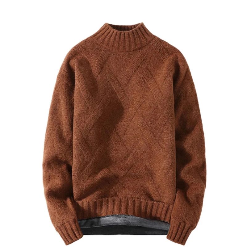 Vinter Män Tröja Turtleneck Stickare Pullovers Varm Fritid Lång Ärm Tjocka Varma Streetwear - Kaki