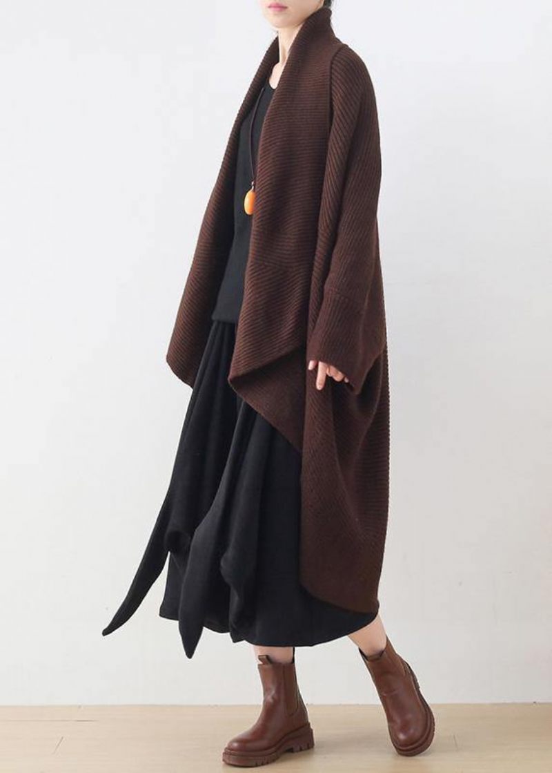Vinter Ny Stickad Fladdermus Ärm Tjock Tröja Utan Knapp Sjal Plus Size Kappa - Koftor för kvinnor