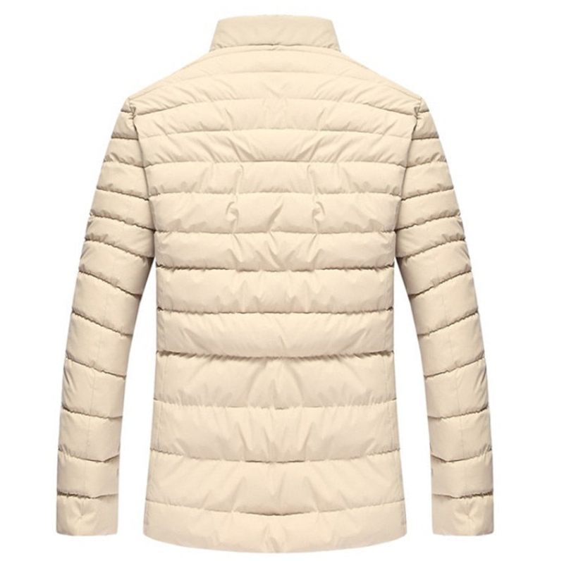 Vinterjacka Herr Fleece Tjock Varm Jacka Parkas Vadderade Vinterjackor Herrkläder - Svart