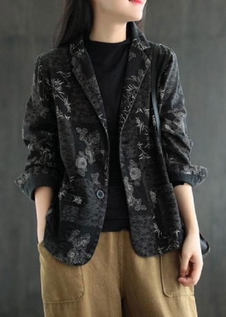 Vogue Black Notched Print Denimrockar Höst